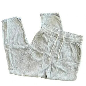 Aerie Striped Vacation Pant Size Small Petite Raw Hem Draw String Stretch